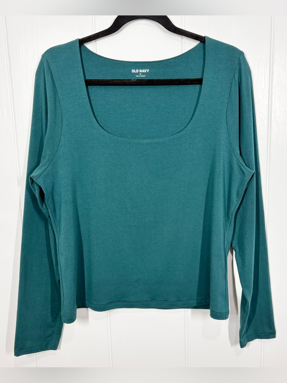 Old Navy Jersey Scoop Double Panel Long Sleeve Jersey Top Size XL Green